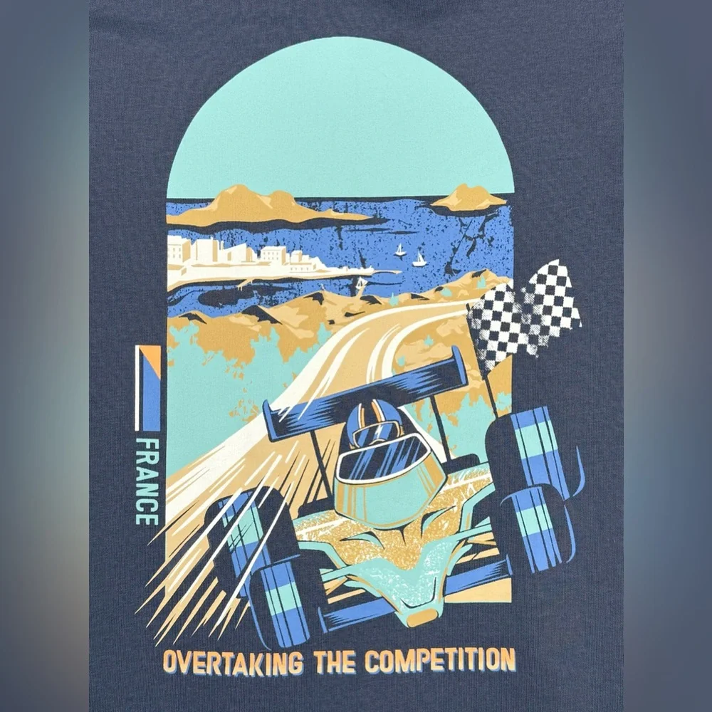 NWT TOMMY BAHAMA Boys Sweatshirt France Racing Graphic Size S 5/6 Preppy NEW‎
